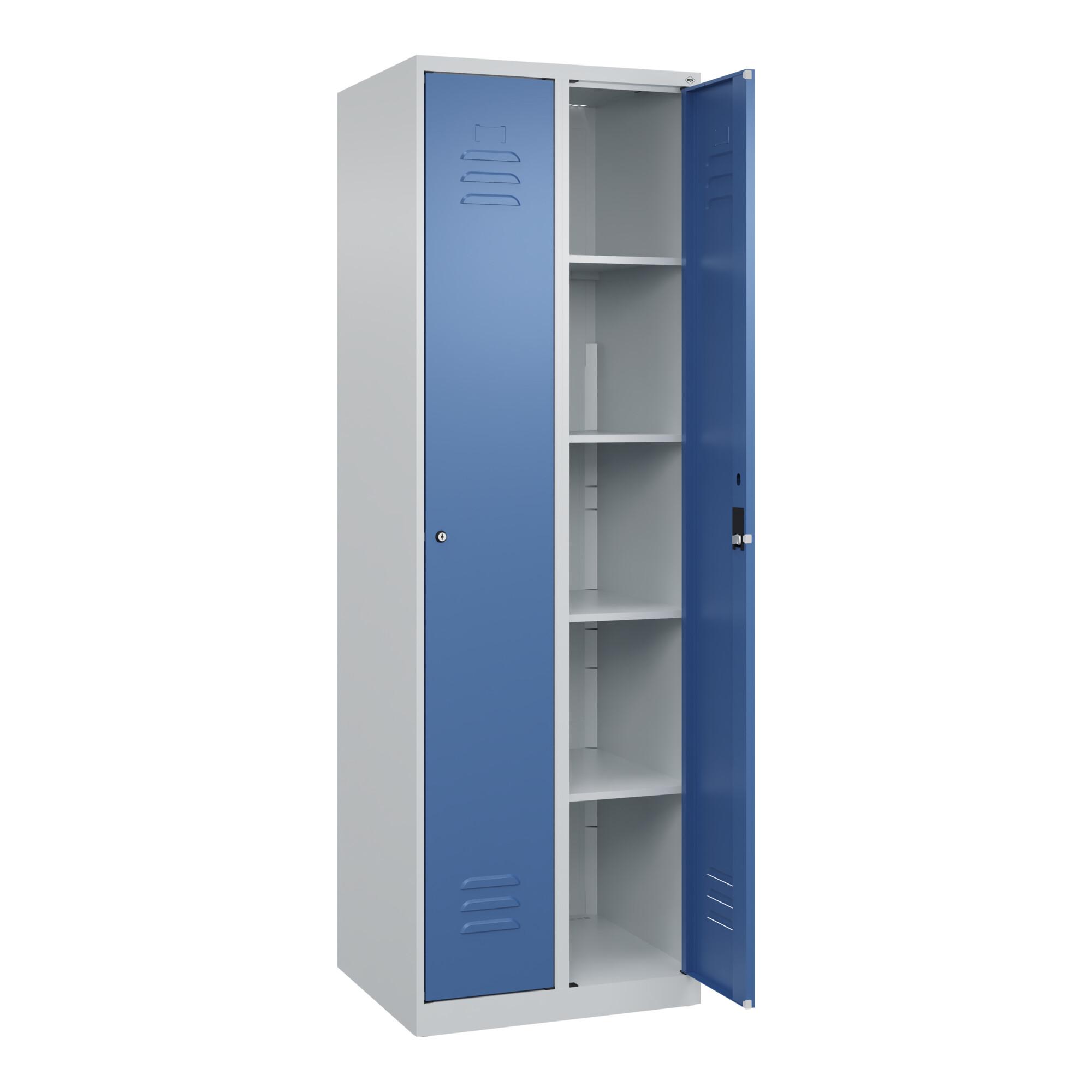 C+P Wäsche-Spind Classic PLUS, 2 Abteile, 1850x600x500mm, 7035/5023 Verschluss Zylinderschloss ; C + P Möbelsysteme (080000-20B|S10018)