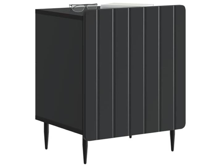 KTHLBRH Nachtschrank 2 Stück schwarz 43 x 34,5 x 52 cm Technisches Holz, 90° drehbare Tür, Metallbeine, großer Raum, einfache Wartung