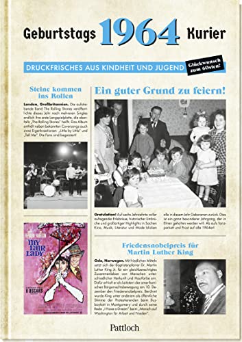 Pattloch Verlag - 1964 - Geburtstagskurier: Druckfrisches aus Kindheit und Jugend Geburtstagszeitung als Geschenk zum 60. Geburtstag (Geschenke für runde Geburtstage 2024 und Jahrgangsbücher) - Preis vom 13.10.2026 11:25:28 h