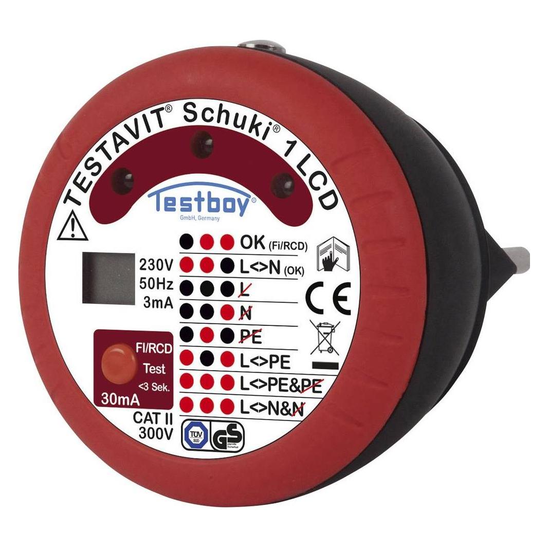 Testboy Testavit Schuki 1LCD Steckdosenprüfgerät (CAT II 300V, Prüfstecker) (758430)