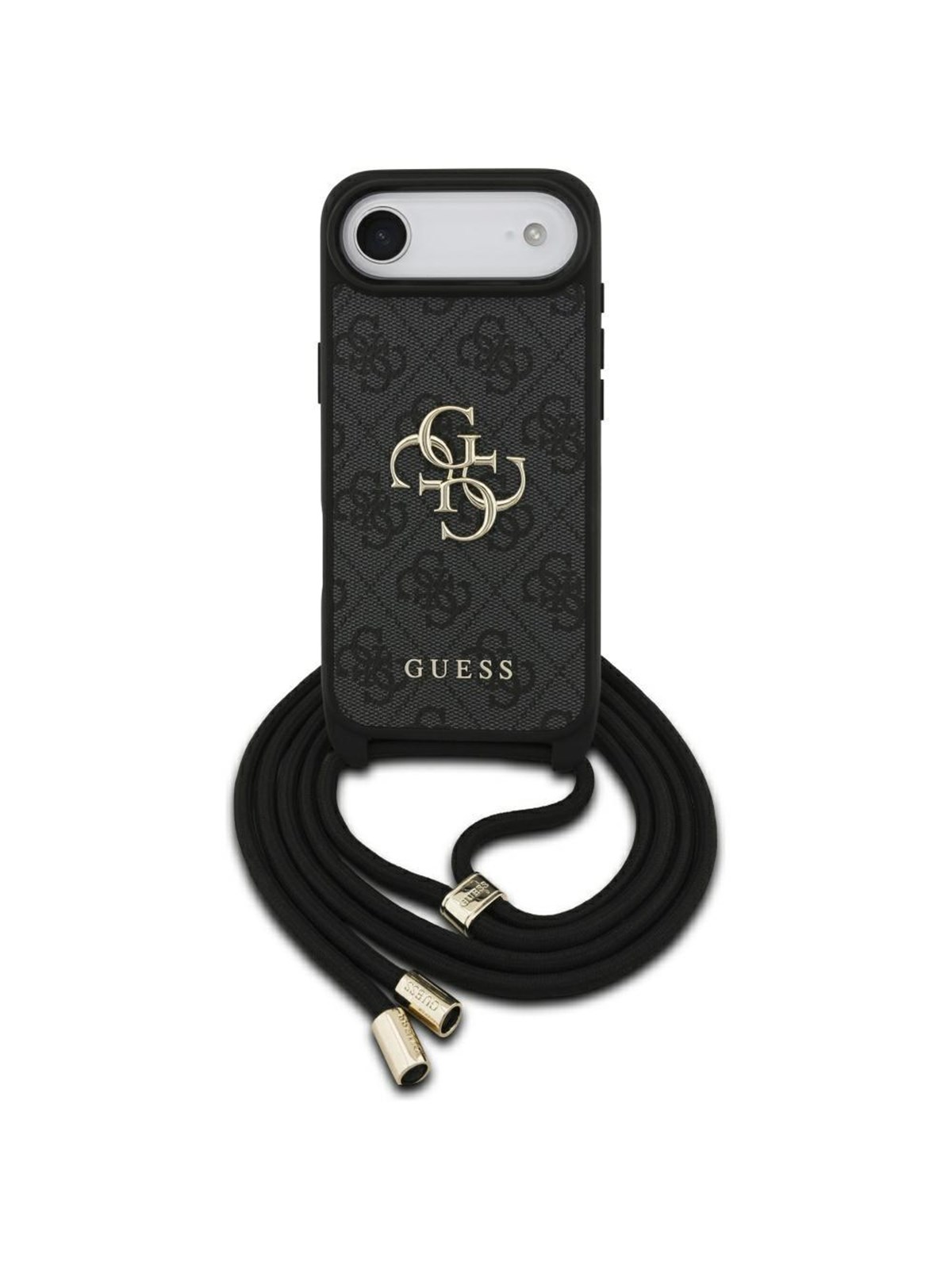 GUESS 4G Big Logo Cord Stap Crossbody Case for iPhone Air - Black