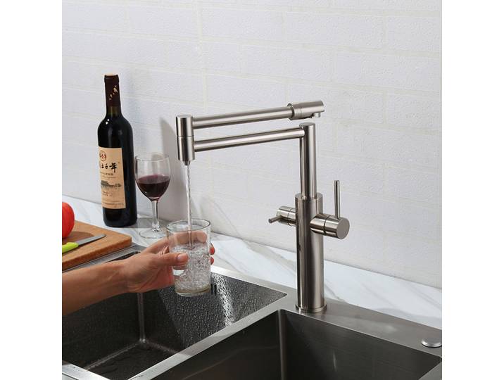 MTTUZK noir eau Pure chaude et froide 3in1 robinet de cuisine robinet pur mitigeur d'eau potable Double sortie d'eau robinet pliant