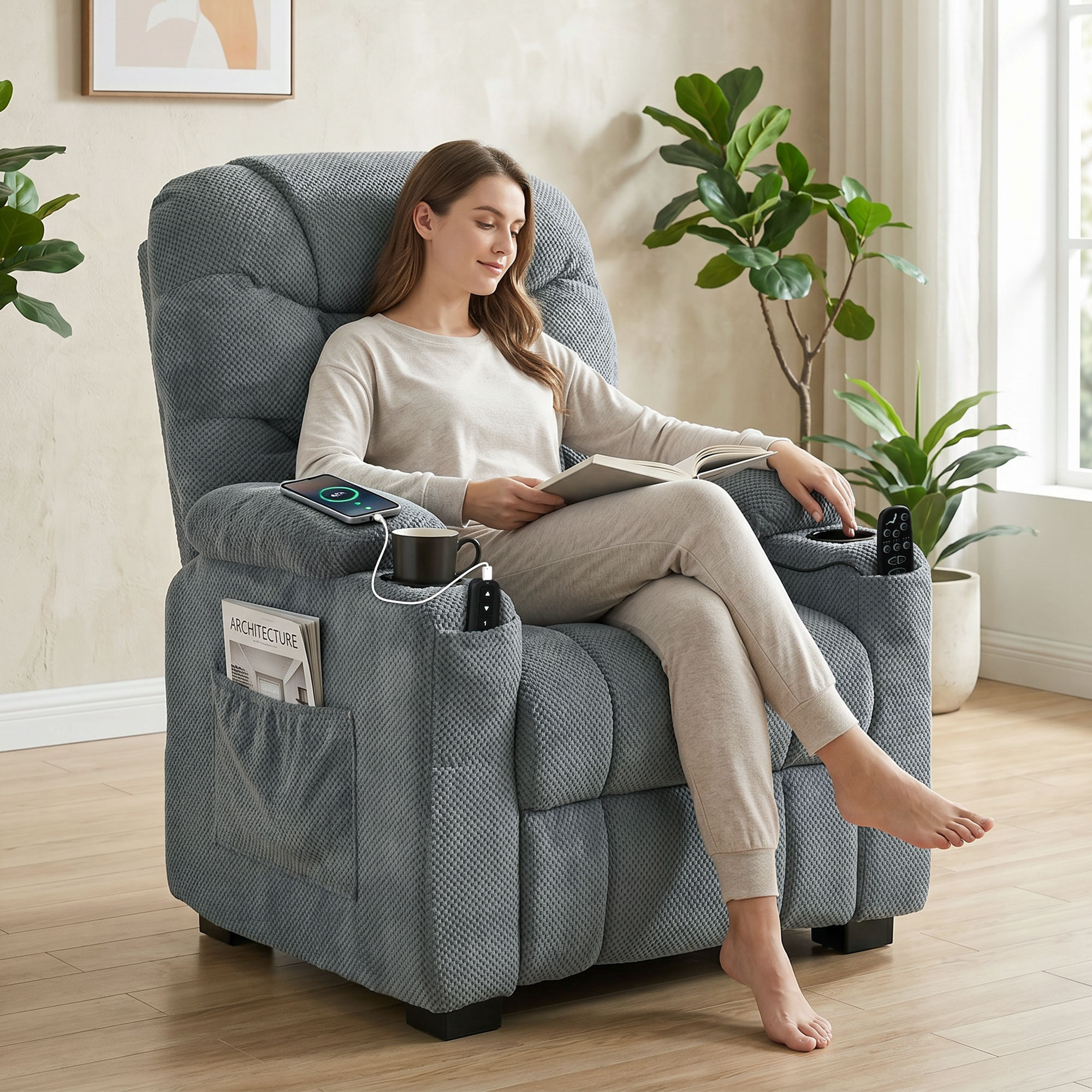 Homcom Poltrona relax elettrica massaggiante e riscaldante con memory, grigio scuro   Aosom Italy
