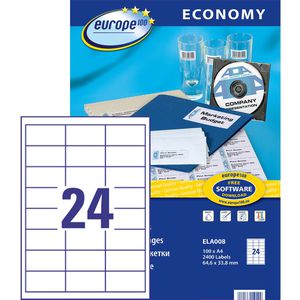 Europe100 Universaletiketten ELA008, weiß, 64,6 x 33,8mm, 100 Blatt, 2400 Stück