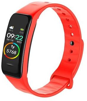 Inspired Deals C1 Smart Fitness Tracker With Color Display, Heart Rate Monitor, IP67 Waterproof Activity Bracelet red