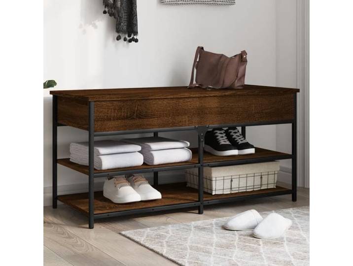 Banc à Chaussures Étagère à Chaussures avec Pieds Meuble à Chaussures avec Rangement Salon Industriel Chêne 839037