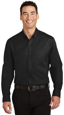 Port Authority S663 SuperPro Twill Shirt in Black size Large   Cotton/Polyester Blend