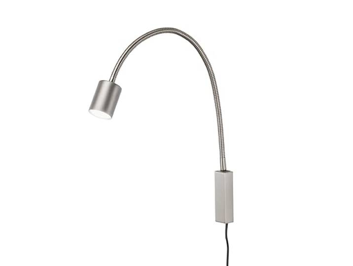 Fischer & Honsel Bettleuchte Flex, Spotleuchte, Justi nickelfarben matt B: 6 cm, H: 52 cm, A: 40 cm mit Schalter schaltbar 1x GU10 - LED max. 4 Watt 3000 K 320 lm EEG: G 30499