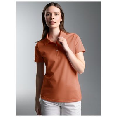Poloshirt TRIGEMA "TRIGEMA Poloshirt", Damen, Gr. L, orange (zimt), Piqué, 100% Baumwolle, Basic, ohne Ausschnitt, Shirts