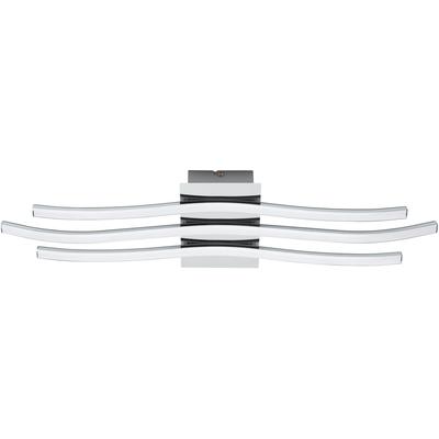 EGLO Deckenleuchte "RONCADE Deckenlampe, Alu, Stahl und Kunststoff, Wohnzimmerlampe, Lampe", weiß (weiß, chromfarben), 1, H: 4,5cm, Leuchten, Deckenleuchte, Schlafzimmer, L65 x B13 x H4,50 Chrom, weiß, 21W inkl., Deckenleuchte