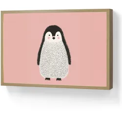 WANDLEUCHTE MIT AKKU Pinguin - Punkte - Minimalistisch - Rosa Beleuchtung 60x40 cm Wandlampe