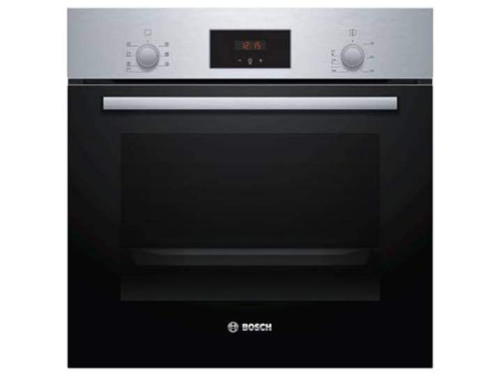 Bosch HBF133BR0 Serie 2 Einbau-Backofen, 60 x 60 cm, EcoClean Direct Reinigungshilfe, 3D Heißluft Backen auf 3 Ebenen, LED-Display, Schnellaufheizung, Kindersicherung, Schwarz, Updated