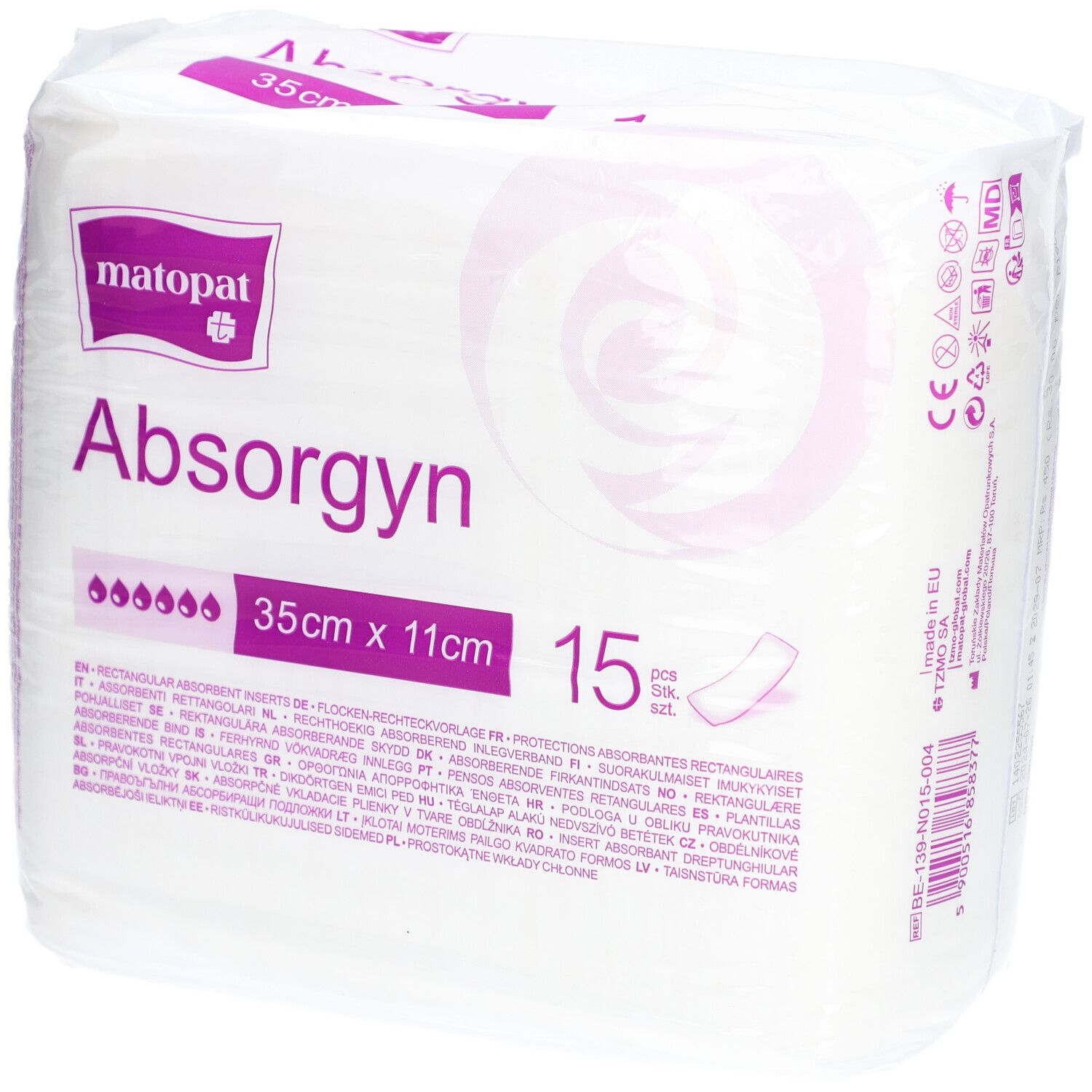 Absorgyn Rechteckvorlage 11x35 cm unsteril 15 St