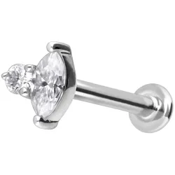14 Karat Gold Labret mit Innengewinde MOISSANIT-DESIGN