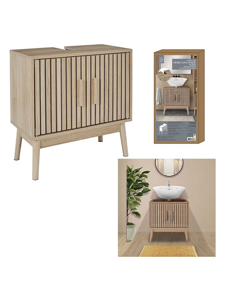 THE HOME DECO FACTORY Waschbeckenunterschrank in Natur - (B)60 x (H)70 x (T)30 cm - onesize