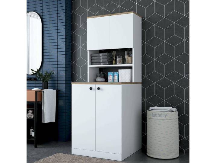 Marty - Armoire Multi-Usage Grande\, 70x184 cm Blanc\, 3 Étagères