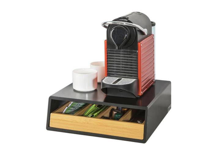 SoBuy Kaffee Kapselspender Schwarz, Naturfarben, Holzwerkstoff, 30x10x31 cm, Küchenzubehör