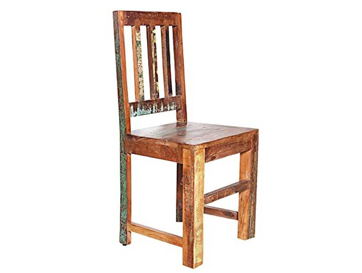 invicta INTERIOR Massiver Stuhl Jakarta aus recycelten Fischerbooten Massivholz Holzstuhl 95cm