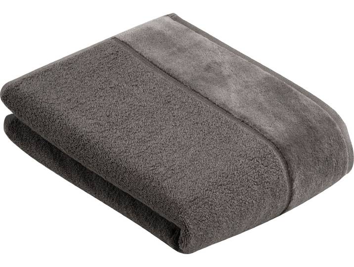 Badetuch VOSSEN Pure , grau (lavastone), B:67cm L:140cm, Frottier, Obermaterial: 100% Baumwolle, Handtücher, Badetuch, Baumwolle & VEGAN, mit eleganter Veloursbordüre