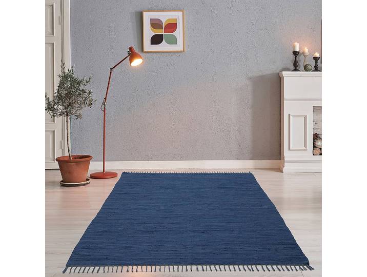 Tapis en laine Happy Cotton Bleu/Bleu 70 x 140cm Coton