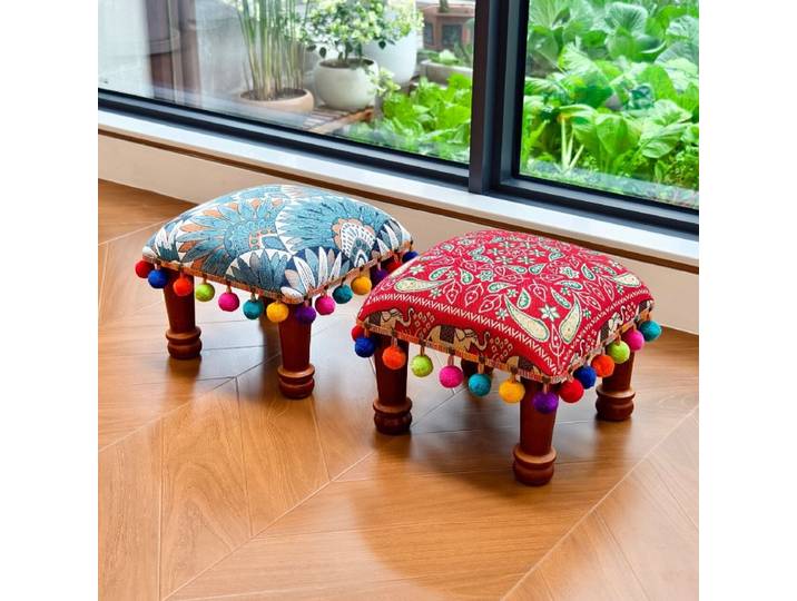 Tabouret bas de style ethnique, petit banc créatif américain en bois massif, tabouret nordique pour changer de chaussures, petit tabouret de canapé