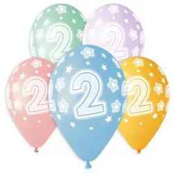 Bunte Zahlenballons, 5 Stück – pastellfarben, Nummer 2