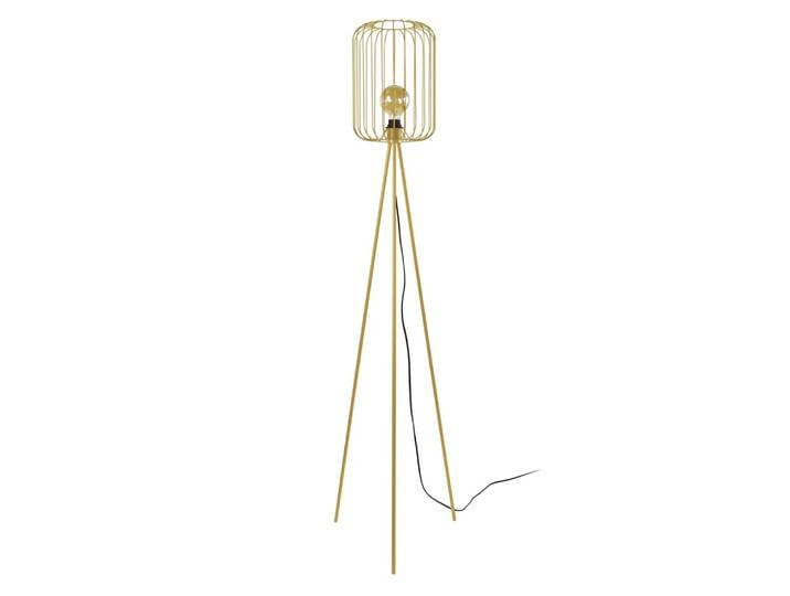 Lampadaire métal or abat-jour filaire or