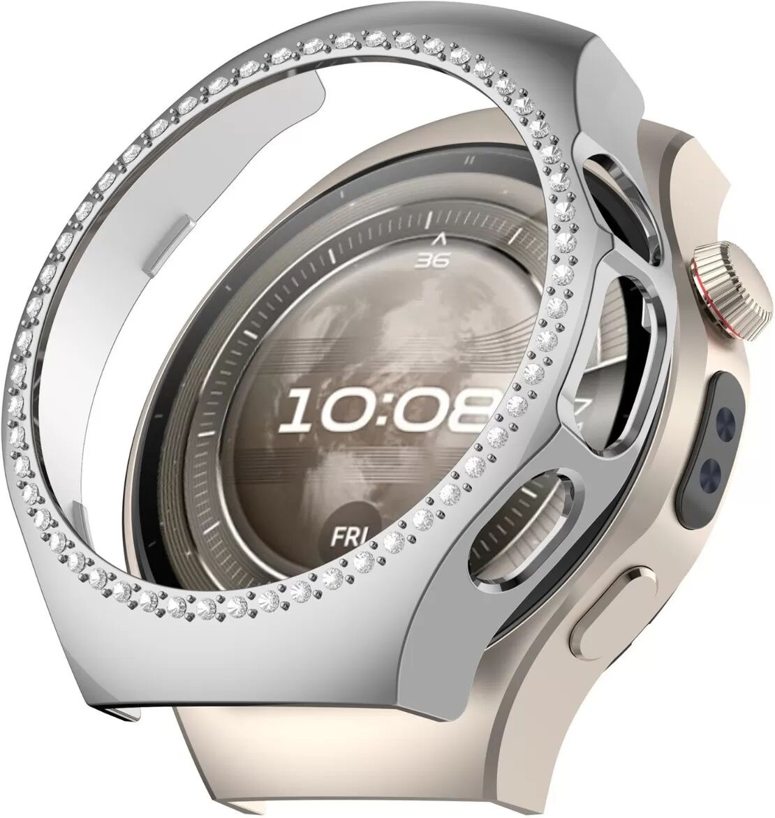 INF Strass Schutzhülle Kompatibel mit Huawei Watch 5 - Verbesserter Schutz und Stil Silber 42mm