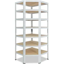 shelfplaza HOME 230x80x50 cm Eckregal in weiß mit 7 Böden und 125 kg Traglast pro Boden