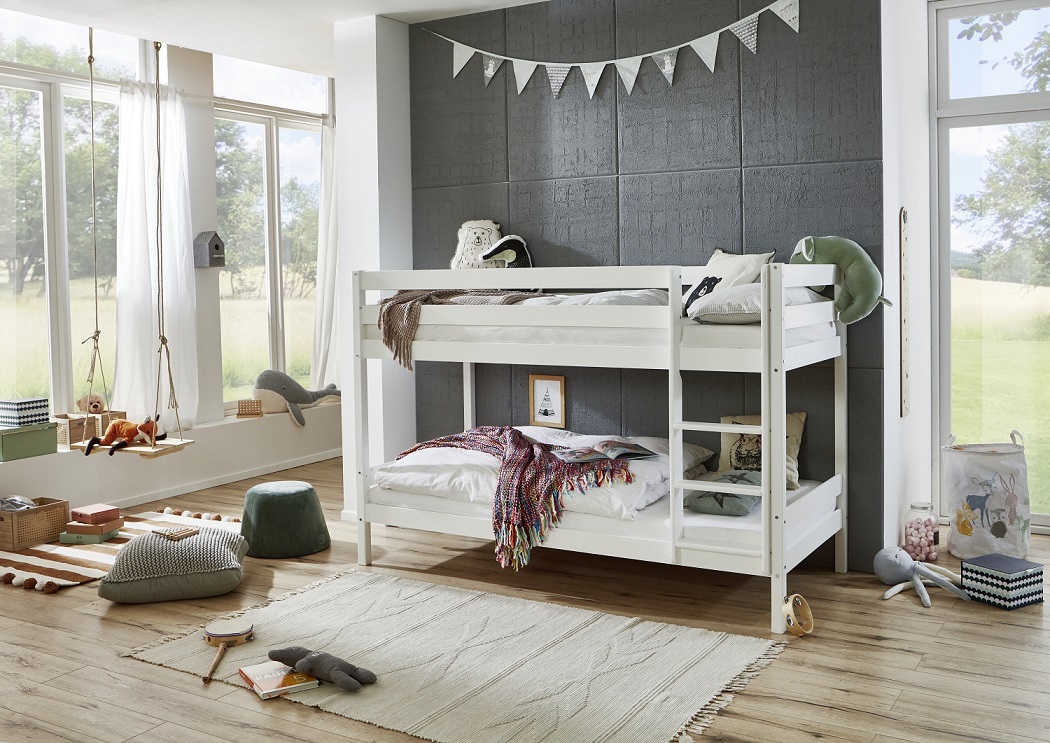 Etagenbett Lupo Buche Weiß massiv 90x200 cm