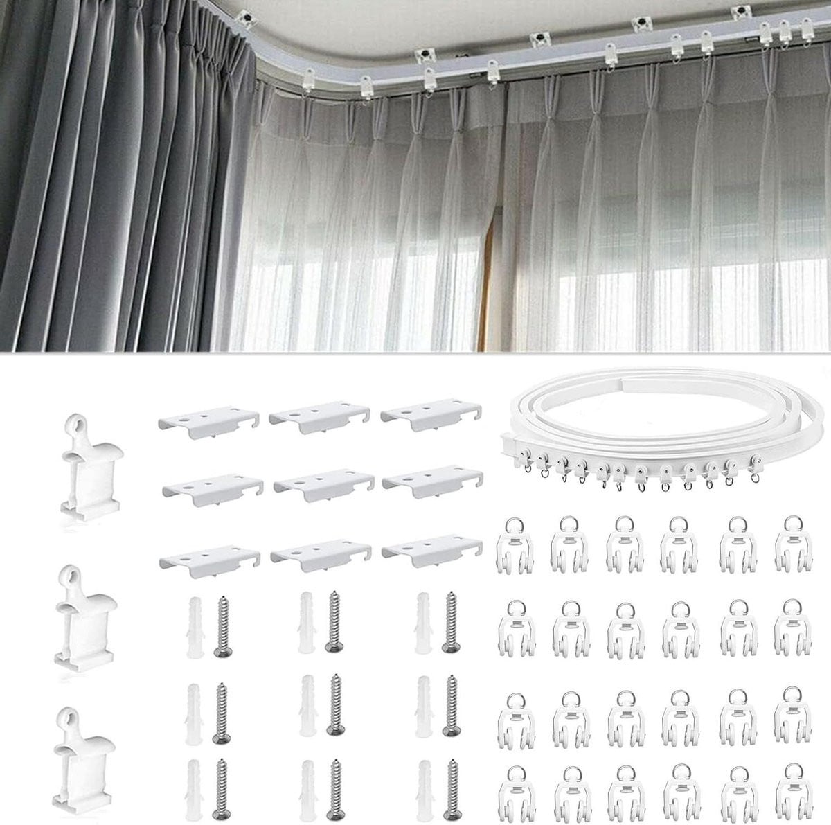 Flexibele PVC Gordijnrail Wit - 3 meter
