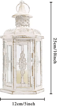 Uplift Curations Vintage Metal Hanging Candle Lantern Decorative Candle Holder For Indoor Outdoor Wedding Home Decor 1pc (white)