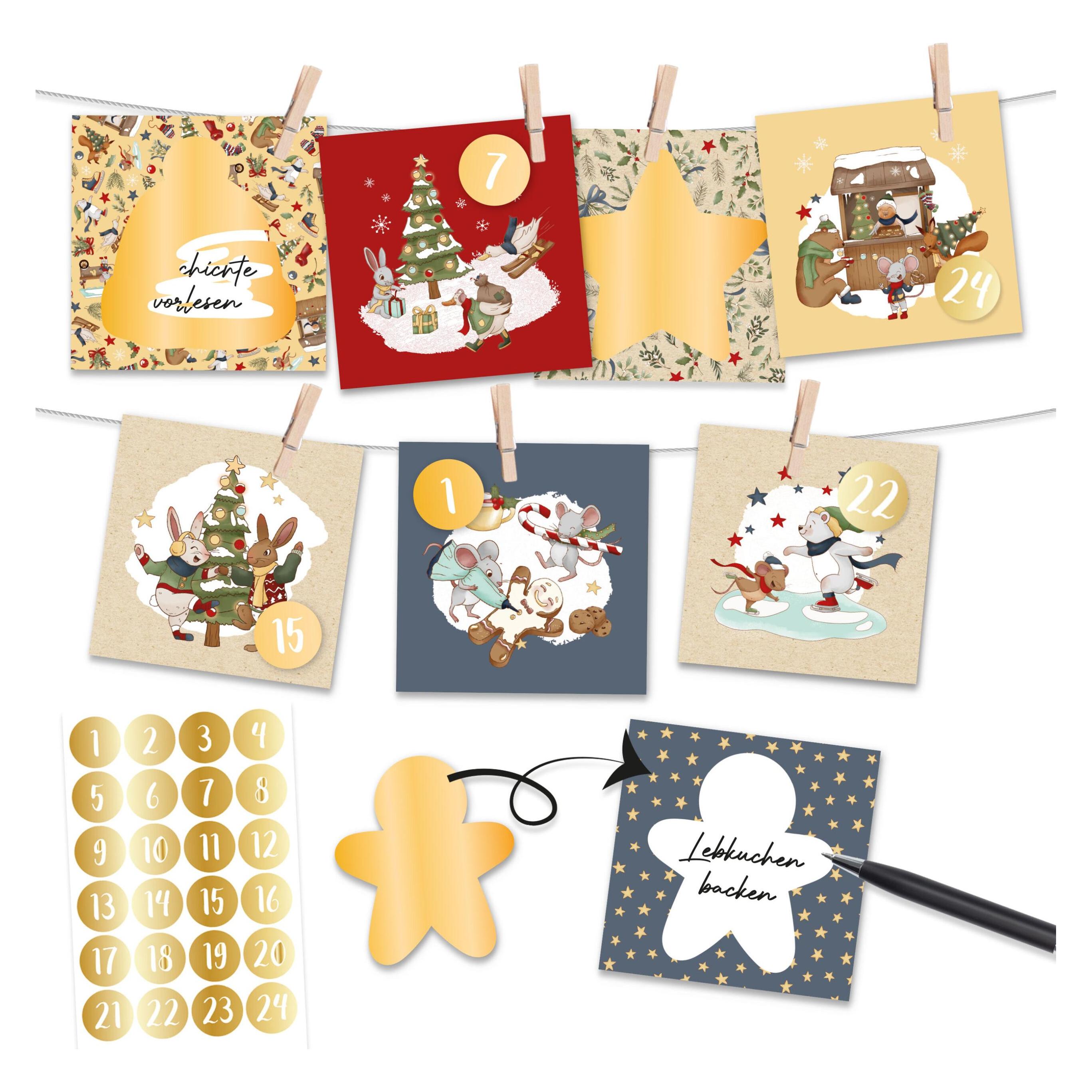 Papierdrachen Rubbel Wintertiere (24 Türchen) (B400-017-004)