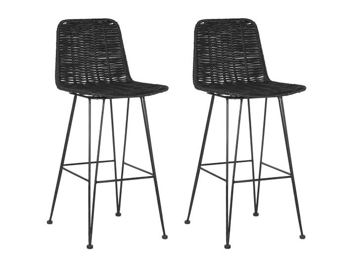 BARHOCKER 2er-Set Rattan Schwarz Cassita