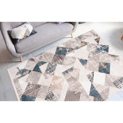 Teppich ME GUSTA "Akropolis 225", blau (grau, blau), B:120cm H:12mm L:180cm, Polyester, Teppiche, Teppich, flacher Teppich mit Baumwollrücken, attraktiver Vintage-Look