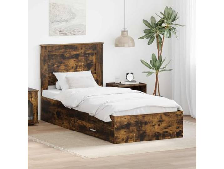 Stauraumbettgestell mit Schubladen Holzwerkstoff modernes Design mit Bettgestell mit Schubladen und Kopfteil aus Holzwerkstoff mit Lattenrost Stauraumbett fuer Schlafzimmer, stabil und