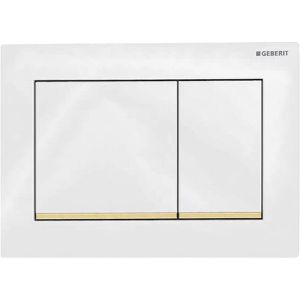 Geberit Geberit Betätigungsplatte Omega20, aus Kunststoff, für WC, für  Omega UP, 2-Mengen-Spülung, weiß / gold