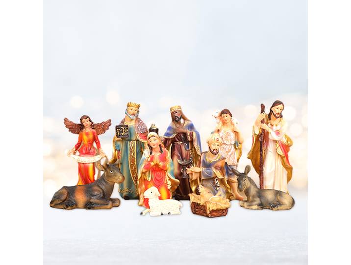 Ensemble de crèche de Noël en résine, figurines de la Sainte Famille, scène de la naissance de Jésus, décoration de table pour l'église, la maison, cadeau de Noël