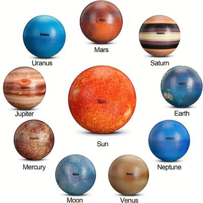 Perfect Picks Market Planets Space Ball For Stress Relief, Solar System Stress Ball, Educational Toy For Kids And Adults 10pcs With Sun
