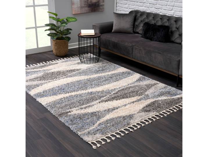 Hochflor-Teppich SANAT Versay 1505 , grau, B:80cm H:45mm L:150cm, Kunstfaser, Teppiche, Hochflor-Teppich, Wohnzimmer, Langflor, Shaggy Teppich