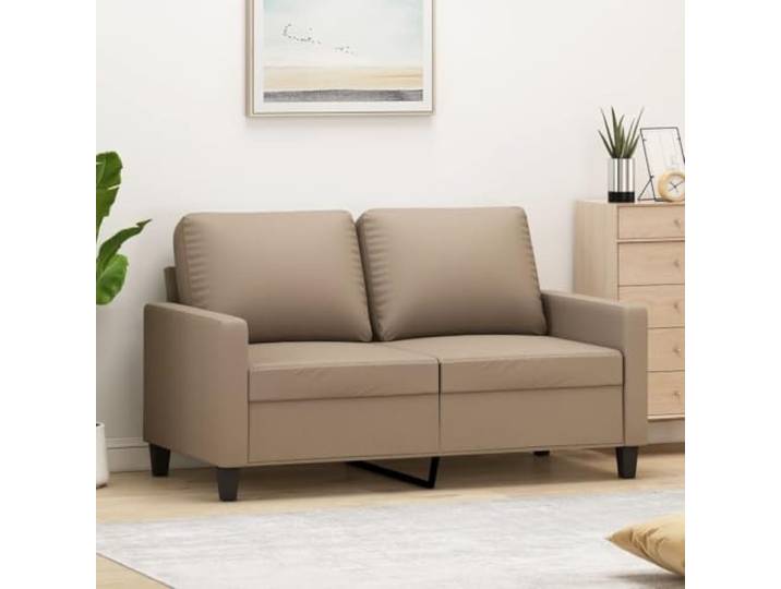 HEFZGDB 2-Sitzer Sofa Cappuccino-Braun 120 cm Kunstleder Polstermöbel mit Metallgestell, Langlebiges Schmutzabweisendes Sofa für Wohnzimmer, Bequeme Sitzflächen und Modernes Design