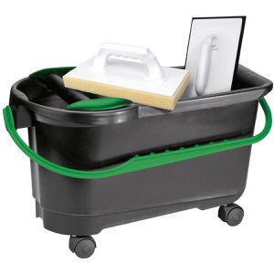 Berg Fliesenwaschset PREMIUM, Eimer mit Rädern, 24 Liter, mit Doppelrollenaufsatz und Fliesenwaschbrett, 3-teilig