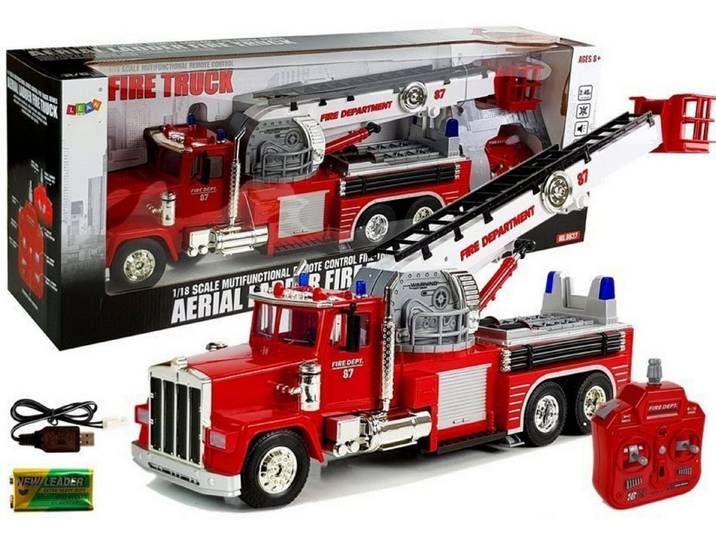 Wisam Spielzeug-Feuerwehr Feuerwehrauto ausziehbare Drehleiter R / C Sound Light Sirene