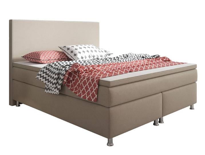 inter Boxspringbett King Size Webstoff mit 7 Zonen Taschenfederkernmatratze und Topper (140x200 cm, Muddy mit 7 Zonen Taschenfederkernmatratze und Topper), Taschenfederkern-Komfort, gepolstertes Kopfteil, inklusive Matratze