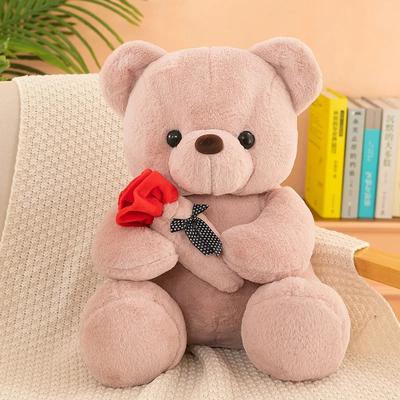 Multisell Products Hub Romantic Teddy Bear With Roses, Plush Gift For Her On Valentine's Day pink