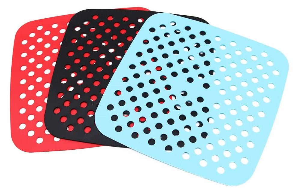 Dripio 3-delige set siliconen luchtfriteuse-pads met antiaanbaklaag, 7,5 inch
