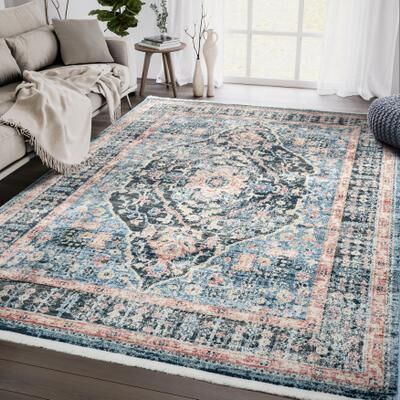 Abani Rugs Savoy SAV130A Blue Red Medallion Area Rug