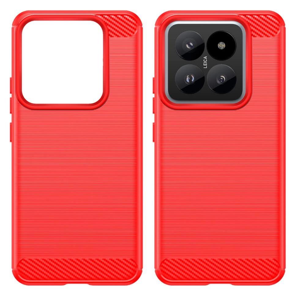 Cover-Discount Xiaomi 14 Pro - Metall Carbon Look Hülle rot (Xiaomi 14 Pro) (660167063B)