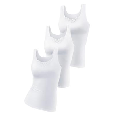 Unterhemd, Damen, Gr. 34, N-Gr, Ärmellos aus Feinripp, weiß, Feinripp, Obermaterial: 100% Baumwolle, PETITE FLEUR BY LASCANA, unifarben, tiefer Rundhals, Unterhemden Unterhemd, aus reiner Baumwolle, Tanktop, Unterziehshirt