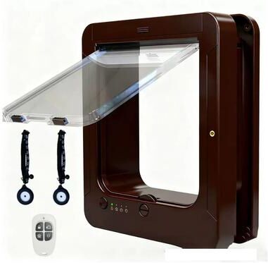 Inspired Finds Smart Microchip Pet Door With Direction Control & Automatic Sensor Access walnutsmart Pet Door